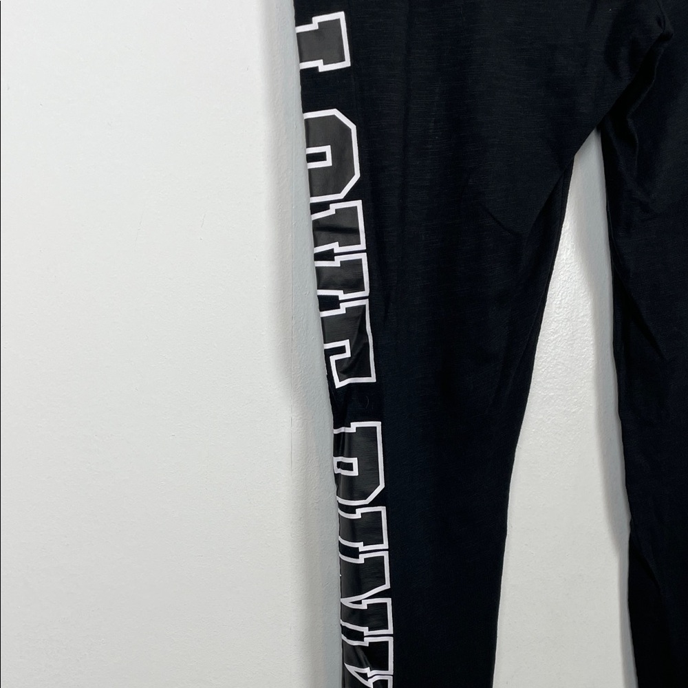 Pink Victoria's Secret Black Skinny Joggers Pant with White Lettering Women's M - Picture 8 of 11